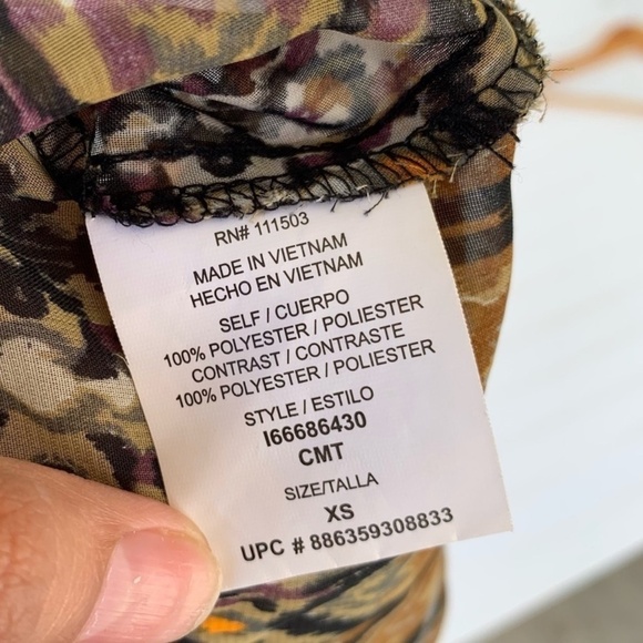 Lily Rose Sheer Boho Print Blouse XS – Tie Neck, Lined - Picture 8 of 8